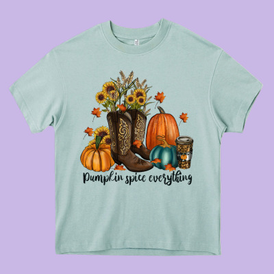 Pumpkin Spice Everything Heavy Core Tee Designed By Ranaportraitstore