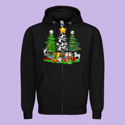 Christmas With Soccer Trees Zipper Hoodie Designed By Bundleandbundleshop