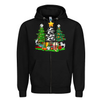 Black Christmas With Soccer Trees Zipper Hoodie - BundleAndBundleShop