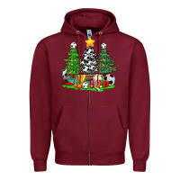 Burgundy Christmas With Soccer Trees Zipper Hoodie - BundleAndBundleShop