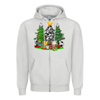 Dove Grey Christmas With Soccer Trees Zipper Hoodie - BundleAndBundleShop
