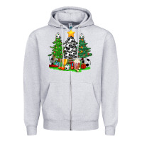 Heather Grey Christmas With Soccer Trees Zipper Hoodie - BundleAndBundleShop