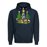 Navy Christmas With Soccer Trees Zipper Hoodie - BundleAndBundleShop