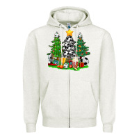 Oatmeal Heather Christmas With Soccer Trees Zipper Hoodie - BundleAndBundleShop