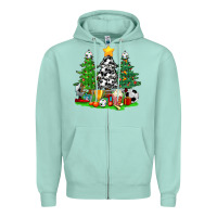 Seafoam Christmas With Soccer Trees Zipper Hoodie - BundleAndBundleShop