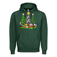 Sports Green Christmas With Soccer Trees Zipper Hoodie - BundleAndBundleShop