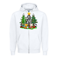 White Christmas With Soccer Trees Zipper Hoodie - BundleAndBundleShop