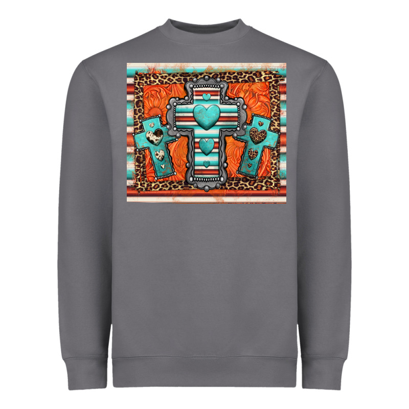 Turquoise Gemstone Crosses Heavyweight Sweatshirt by Jasminsmagicworld | Teevron