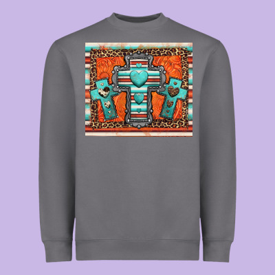 Turquoise Gemstone Crosses Heavyweight Sweatshirt Designed By Jasminsmagicworld