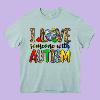 I Love Someone With Autism Heavy Core Tee Designed By Zillion Design Studio