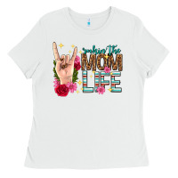 White rockin the mom life mothers day Ladies Tee - texasbilliewilder