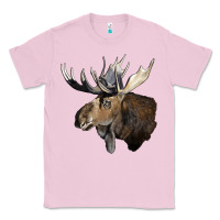 Bubblegum Pink moose buck deer head Classic Tee - LillyAllenDesigns