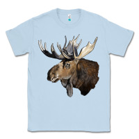 Dusty Blue moose buck deer head Classic Tee - LillyAllenDesigns