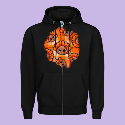 Thanksgiving Turkey With Tartan Patch Zipper Hoodie Designed By Bundleandbundleshop