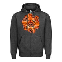 Charcoal Heather Thanksgiving Turkey With Tartan Patch Zipper Hoodie - BundleAndBundleShop