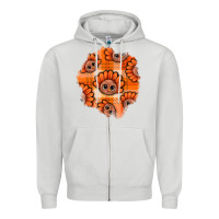 Dove Grey Thanksgiving Turkey With Tartan Patch Zipper Hoodie - BundleAndBundleShop