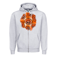 Heather Grey Thanksgiving Turkey With Tartan Patch Zipper Hoodie - BundleAndBundleShop