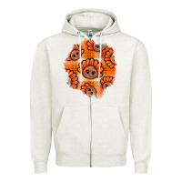 Oatmeal Heather Thanksgiving Turkey With Tartan Patch Zipper Hoodie - BundleAndBundleShop