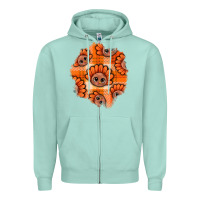 Seafoam Thanksgiving Turkey With Tartan Patch Zipper Hoodie - BundleAndBundleShop