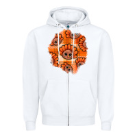 White Thanksgiving Turkey With Tartan Patch Zipper Hoodie - BundleAndBundleShop