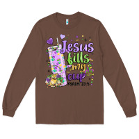 Chestnut mardi gras jesus fills my cup Long Sleeve Tee - MaliasSmallBusiness