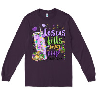 Plum mardi gras jesus fills my cup Long Sleeve Tee - MaliasSmallBusiness