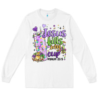 White mardi gras jesus fills my cup Long Sleeve Tee - MaliasSmallBusiness