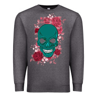 Charcoal Heather Skull with flowers Premium Sweatshirt - Bettercallsaul