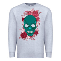 Heather Grey Skull with flowers Premium Sweatshirt - Bettercallsaul