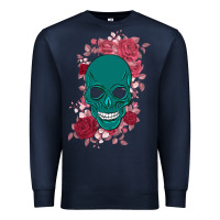 Navy Skull with flowers Premium Sweatshirt - Bettercallsaul