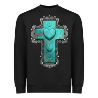 Black turquoise gemstone cross Heavyweight Sweatshirt - Jasminsmagicworld