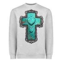 Heather Grey turquoise gemstone cross Heavyweight Sweatshirt - Jasminsmagicworld