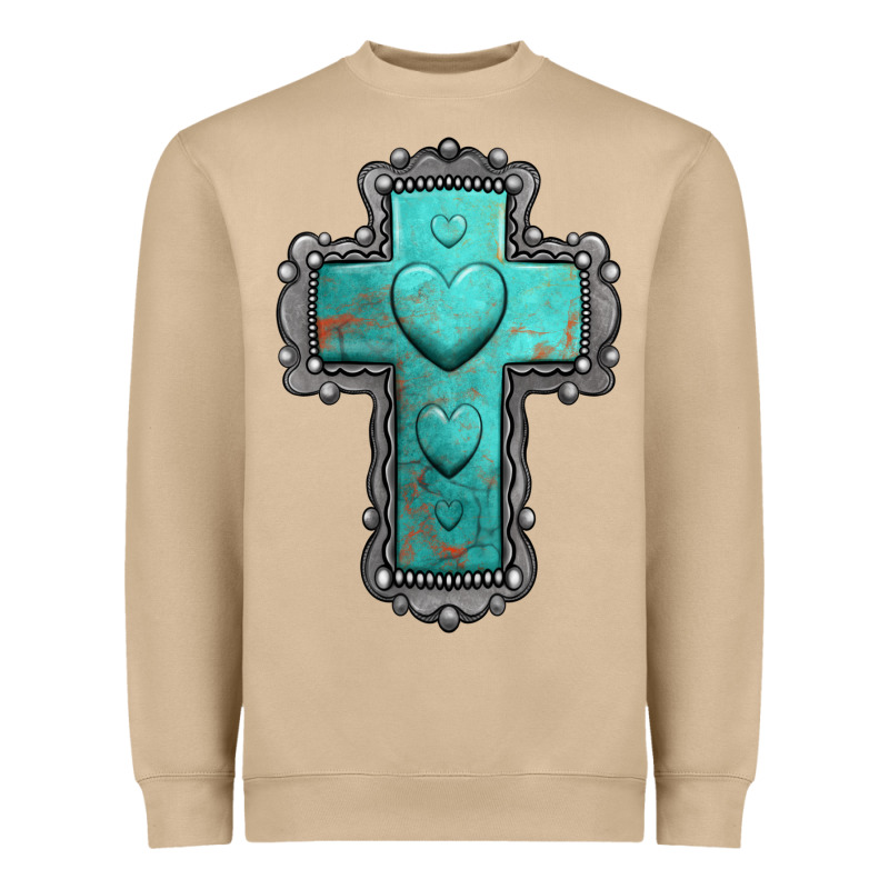 Turquoise Gemstone Cross Heavyweight Sweatshirt by Jasminsmagicworld | Teevron