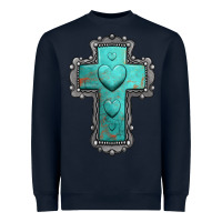 Navy turquoise gemstone cross Heavyweight Sweatshirt - Jasminsmagicworld