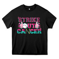 Black Strike Out Cancer Baseball Heavy Core Tee - texasbilliewilder