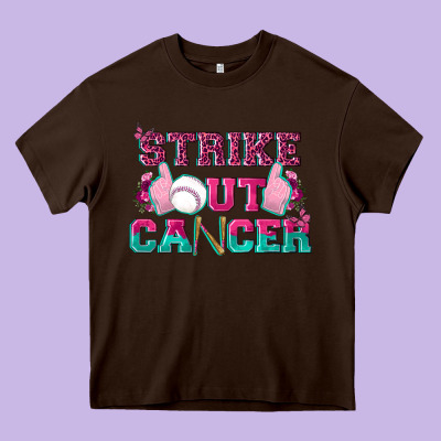 Strike Out Cancer Baseball Heavy Core Tee Designed By Texasbilliewilder