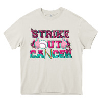 Cream Strike Out Cancer Baseball Heavy Core Tee - texasbilliewilder
