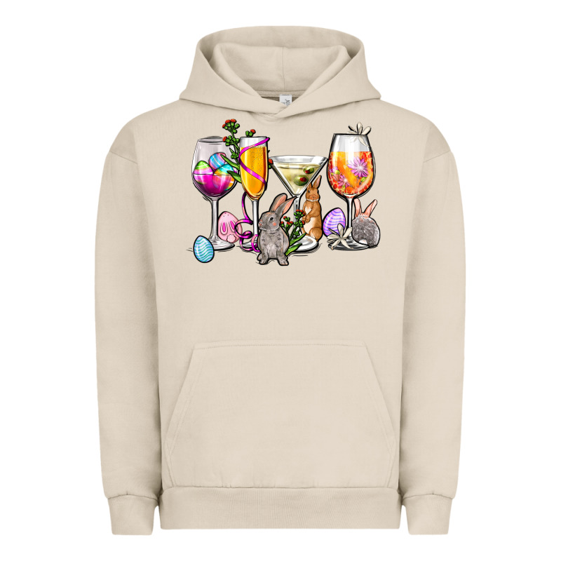 Easter Wine Glasses Urban Hoodie by OliviaCreatesArt | Teevron