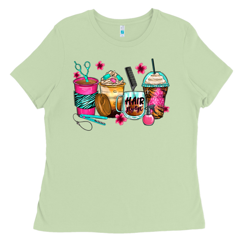 Hairstylist Coffee Cups Ladies Tee by Zillion Design Studio | Teevron