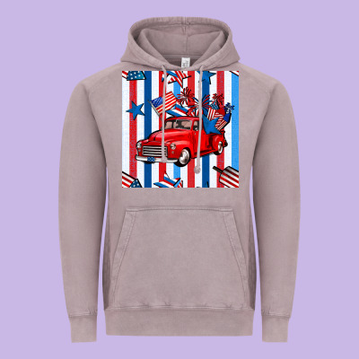 4th Of July Seamless Pattern Truck Vintage Hoodie Designed By Bundleandbundleshop