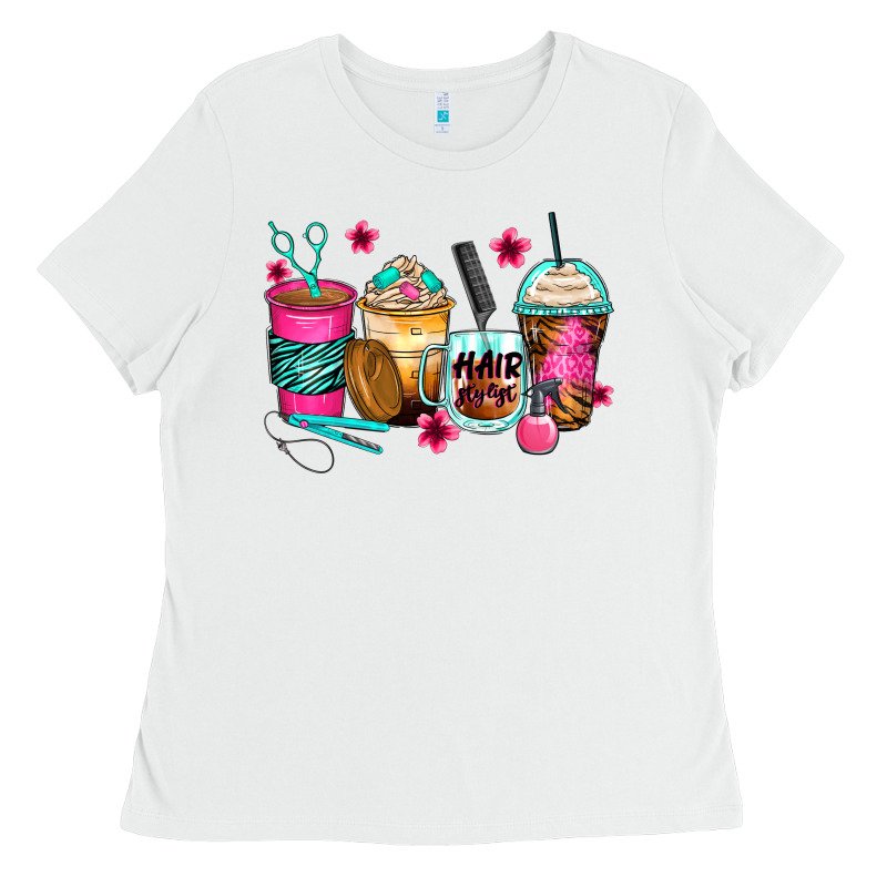 Hairstylist Coffee Cups Ladies Tee by Zillion Design Studio | Teevron