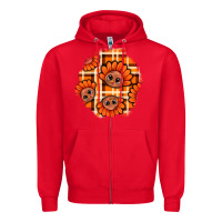 Red Thanksgiving Turkey With Tartan Patch Zipper Hoodie - BundleAndBundleShop