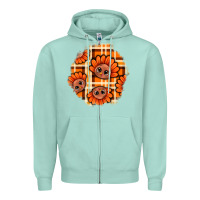 Seafoam Thanksgiving Turkey With Tartan Patch Zipper Hoodie - BundleAndBundleShop