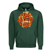 Sports Green Thanksgiving Turkey With Tartan Patch Zipper Hoodie - BundleAndBundleShop