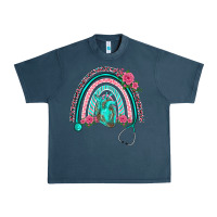 Midnight Navy nurse life spring stethoscope heart rainbow Urban Heavy Tee - BarkalooDesign