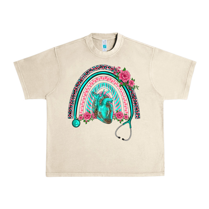 Nurse Life Spring Stethoscope Heart Rainbow Urban Heavy Tee by BarkalooDesign | Teevron