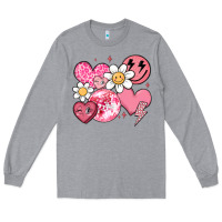 Heather Grey retro valentines day Long Sleeve Tee - MaliasSmallBusiness