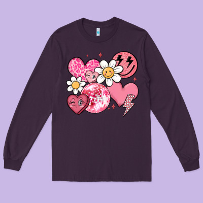 Retro Valentines Day Long Sleeve Tee Designed By Maliassmallbusiness