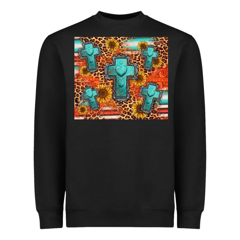 Turquoise Cross Pattern Heavyweight Sweatshirt by Jasminsmagicworld | Teevron