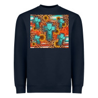 Navy turquoise cross pattern Heavyweight Sweatshirt - Jasminsmagicworld